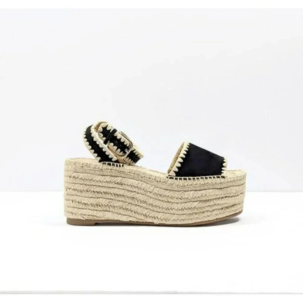 Pour La Victoire Women's Ria Suede & Raffia Platform Sandals Size 10 (MSRP $245)
